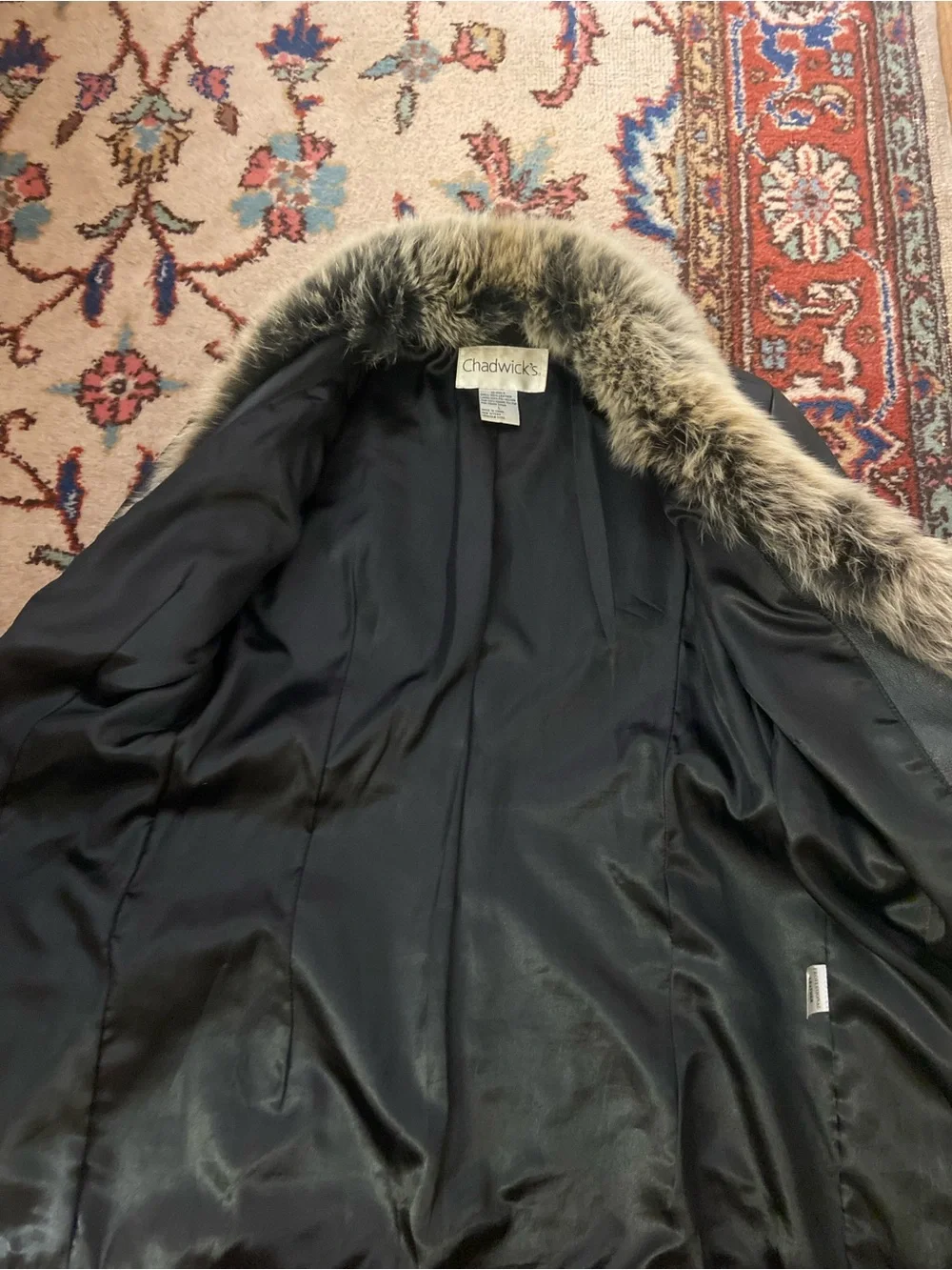 Vintage Chadwicks Black Leather Jacket with Fur Collar